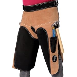 Suede Leather Farrier Apron for Men – 25″ Length, Adjustable 28-52″ Waist, 2 Hoof Knife Pockets, 2 Hammer Loops, 2 Hoof Nail Magnets – Farrier Tools for Horse Shoeing & Hoof Trimming.