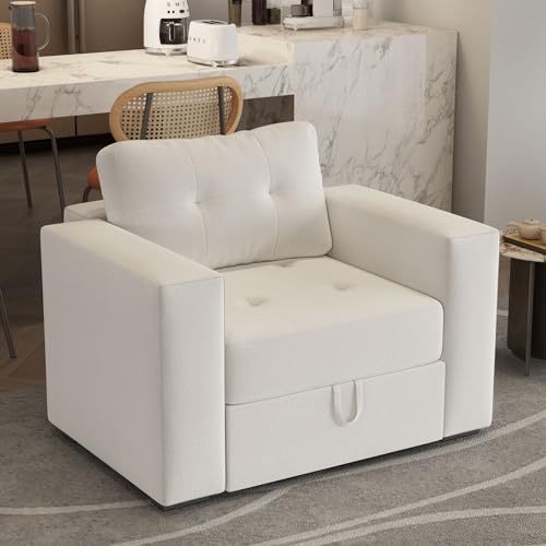 Image of QHITTY Single Side Armrest for Sectional Modular Couch, 1 Piece Armrest /Backrest Module for Modular Couch Sectional Sofa, Beige White