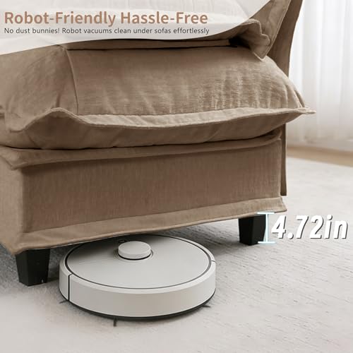 Image of 77 inch Sectional Sleeper Sofa, Modular Deep Seat Couches for Living Room Apartment, Flexible Module Combination Cloud Sofa with Spring Support, Easy Assembly, Coffee