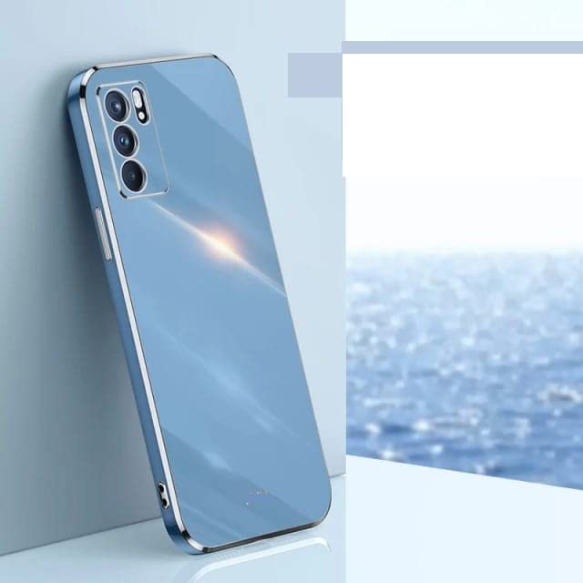 Erams Online for Oppo Reno 6 5G Luxury 6D Plating Soft Casing Silicone Square Frame Gold Back Cover for Oppo Reno 6 5G (Blue)-picture-15