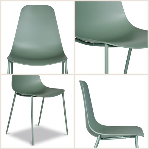Image of Poly & BARK Isla Modern Kitchen Chairs Set of 4 - Plastic Dining Chair with Metal Legs - Quick Assembly Simple Cafe Chairs Plastic for Indoor or Outdoor - Pistachio Green