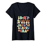 donna in my 100 days of school era retro disco 100° giorno di scuola maglietta con collo a v