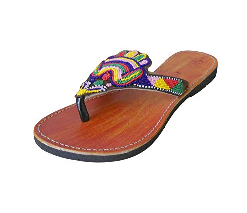 Chaussons indiens en cuir fait main marron camel avec broderie