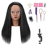 Armmu 100% real head Mannequin Head, 18' Cosmetology Mannequin Manikin Training Practice Braiding Doll Head