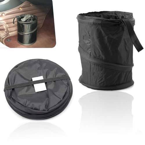 Image of Shakas Car Trash Can, Pop-up Collapsible Car Trash Bin, Waterproof Hanging Car Trash Bag, Portable Foldable Multifunctional Accessories Car Trash Bin (Black)