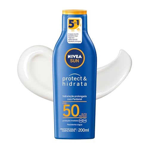 NIVEA SUN Protetor Solar Protect & Hidrata FPS 50 200ml, Alta Proteção UVA/UVB, Hidratação...