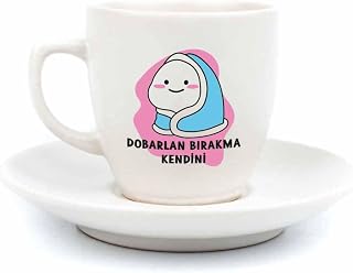 PALTO TASARIM Dobarlan Bırakma Kendini Krem Türk Kahvesi Fincanı - Hediye Seramik Türk Kahvesi Fincanı