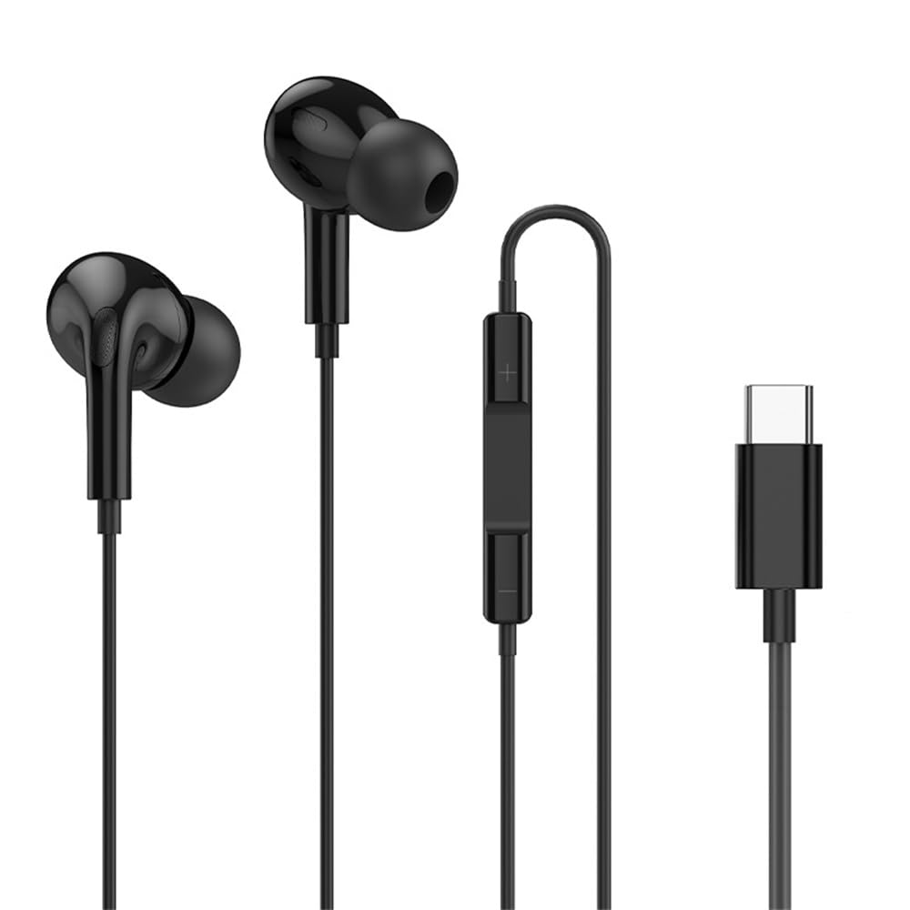 W-Tronics Wired Earbuds,Ear Headphones,Earphoes Type C, Noise Isolating Earbuds with Microphone and Volume Control for Galaxy S23 Ultra S22 S21 FES20,