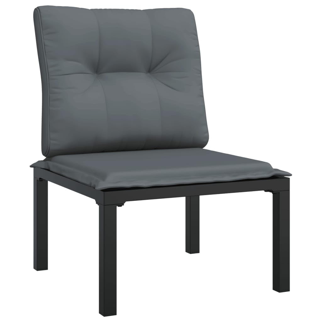 Set Salotto da Giardino 5 Pezzi Nero Grigio Polyrattan
