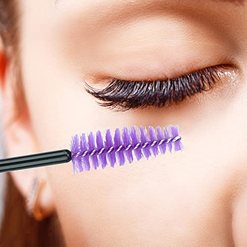 Image of G2PLUS 100PCS Disposable Eyelash Brushes, Adjustable Mascara Wands Makeup Applicator, Lash Spoolies Brushes for Eyelash Extensions and Eyebrows (Purple)