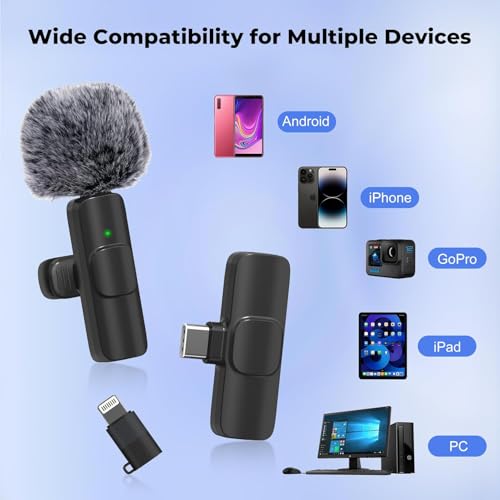 Image of coku Wireless Mic for YouTube & Video Recording, Mini Microphone for Recording and Singing, Plug & Play Mic for YouTube Wireless with Noise Reduction, Compatible with iPhone, Android & PC