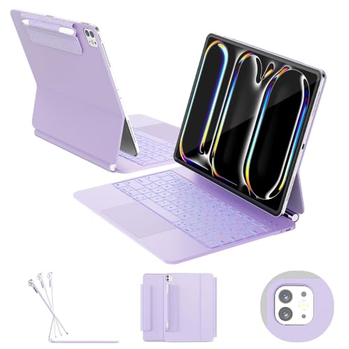Teclado iPad Pro 13 M5 M4 RAYMCRAFT con retroiluminación trackpad y funda 1