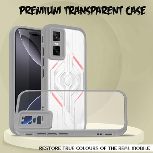 Image of V-TAN Back Cover Compatible with Infinix GT 30 Pro | TPU | Transparent Crystal Clear Magnetic Case | Slim Fit, Camera Protective Shockproof Mobile Cover Design (Grey)