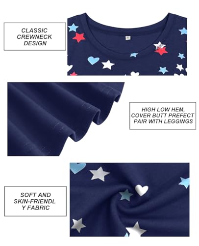 Image of CARCOS Plus Size Tops for Women Short Sleeve Shirt Summer Star /Leopard /Tie Dye /Flower Crewneck Pullover Tunic XL-5XL