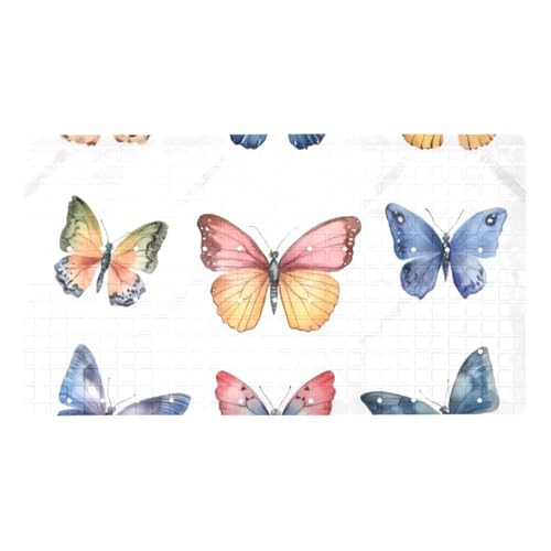 Non-Slip Bathtub Mats 15.1x26.8 Inch, Watercolor Butterflies Seamless Pattern PVC Bath Mat Shower Mat with Suction Cups Machine Washable for Bathroom