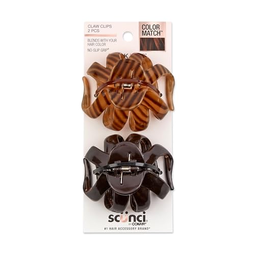 Scunci Jaw Claw Clips for Thick Hair (2 Pack)