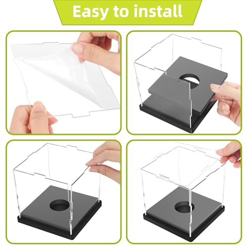Image of Hooqict Softball Display Case Clear Acrylic Ball Holder UV Protected Softball Case Display Box Championship Square Box for Golf Tennis Game Ball Baseball