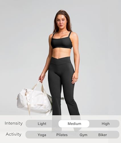 Sogetdo Adjustable Spaghetti Strap Sports Bra- Square Neck Wireless Padded Yoga Workout Crop Top3