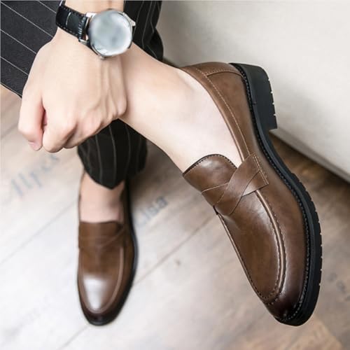 Loafers Shoes for Men Round Toe Vegan Leather Flexible Lightweight Comfortable Walking Fashion Slip-on2