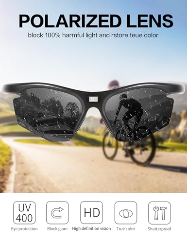 Image of BIRCEN Mens Polarized Sunglasses for Sports: TR90 Lightweight Sun Glasses Wrap Around Shades for Fishing Driving Cycling