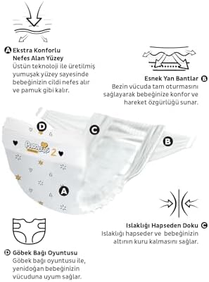 Paddlers Protection Bebek Bezi 2 Numara Mini (3-6 Kg) 60 Adet Jumbo Paket - Görsel 4