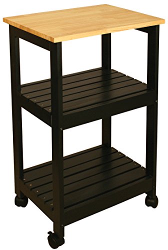 Catskill Craftsmen Utility Kitchen Cart, Black Base Natural Top