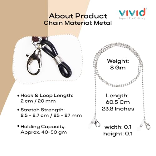 Image of Unisex Specs Holder Hook & Loop Anit Slip Eyewear Lanyard Metal Strap Chain