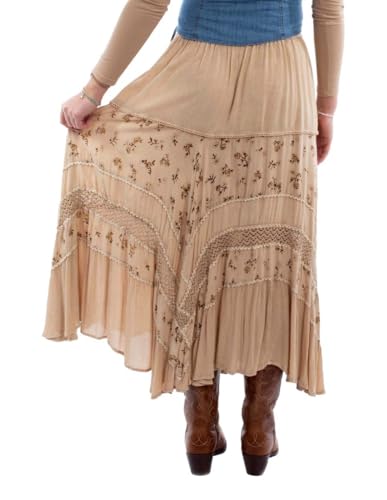 Scully Western Skirt Womens Rose Print Rayon Long Length F0_HC9582