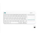 [page_title]-Logitech K400 Plus Kabellose TV-Tastatur mit Touchpad, 2.4 GHz Verbindung via Unifying USB-Empfänger, Programmierbare Multimedia-Tasten, Windows/Android/ChromeOS, Deutsches QWERTZ-Layout - weiß