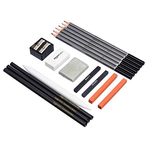 Amazon Basics lápices para dibujos y bocetos, 17 Unidad, Paquete de 1, Negro