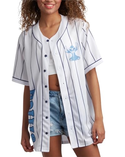 Image of Disney Womens Baseball Jersey Lightweight Graphic Baseball Shirts for Women | 100% Polyester Fabric, Lightweight & Breathable, Mesh or Button-Down Styles