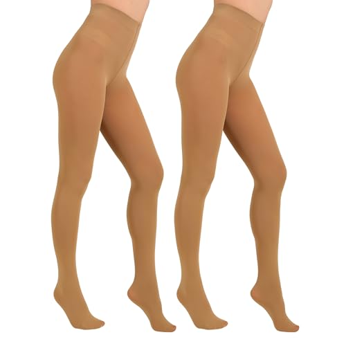 Image of Paralinda 2 Pairs Women's Solid Color Tights 80D, Soft Opaque Microfiber Tights