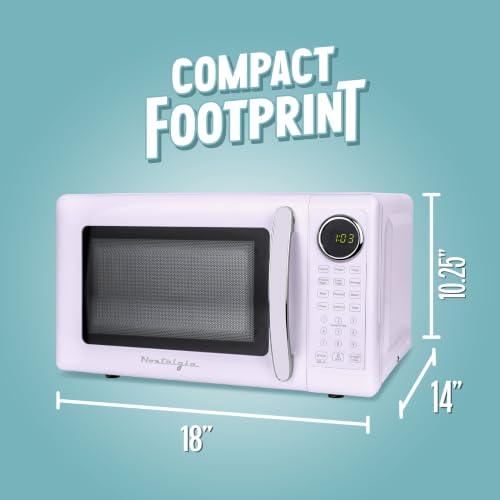 Image of Nostalgia Modern Retro Compact Countertop Microwave Oven - 0.7 Cu. Ft. - 700-Watts with LED Digital Display - Child Lock - Easy Clean Interior - Lavender