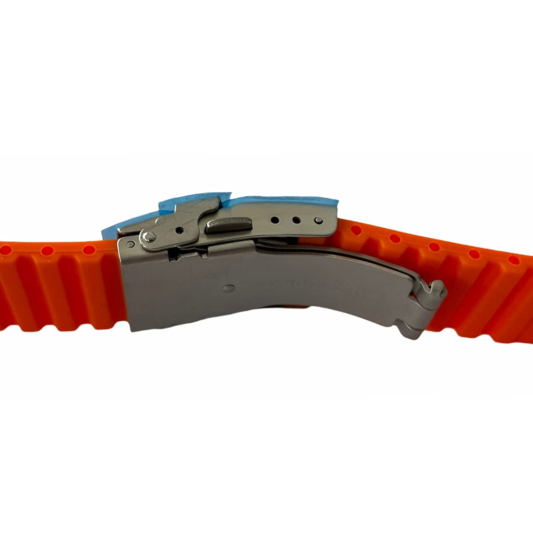 Correa de reloj de silicona naranja con cierre de acero, 22 mm