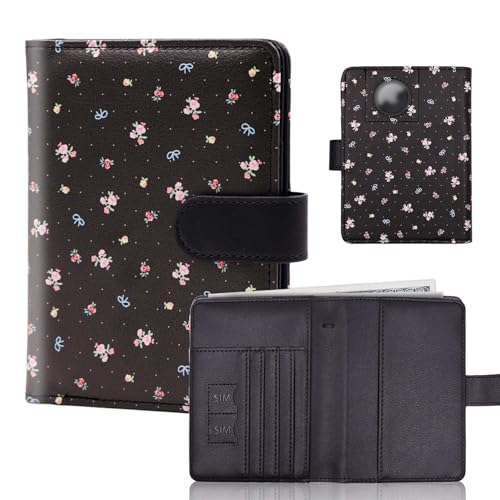 Image of Melsbrinna Rfid Passport Holder for Travel women /Men, Cute Passport Wallet Rfid Blocking Card Slots, Rfid Passport Cover /CaseTravel Wallet, Passport Book Holder (1, floral black a)
