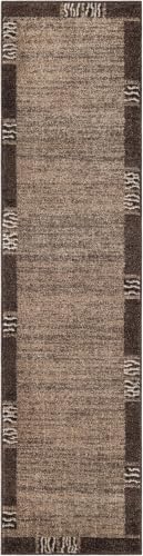 Image of Unique Loom Del Mar Collection Area Rug - Sarah (2' x 8' Runner, Dark Beige /Brown)