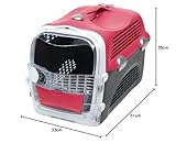 Catit Cabrio Carrier, Transportbox fuer Katzen, 51 x 33 x 35cm, rot/grau