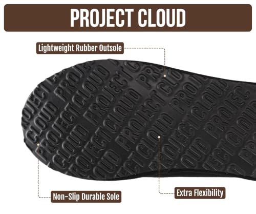 Image of Project Cloud Mens Slippers Genuine Leather Australian Shearling Slippers | Memory Foam Insole Non Slip Fuzzy Shoes Indoor Outdoor Warm Cozy Footwear Everyday Comfort Soft Lining Cushioned Sole Easy On