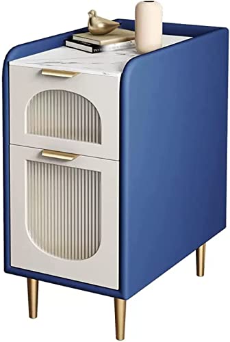 JOEUQK Mesita de Noche Moderna Que Ahorra Espacio, mesita de Noche Estrecha, diseño de Cuero Artificial, mesita de Noche para Dormitorio, Sala de Estar, sofá, Mesa Auxiliar, 23,6 'H, mesita de noc
