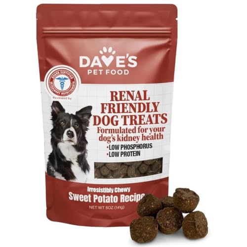 Daves Pet Food Kidney Dog Treat for Renal Diet Semi-Moist Sweet Potato Treats Low Phosphorus Chewy Treats Kidney Support for Dogs Complements Friendly Dog Food (1 Pack)