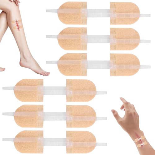 Vmxlso 6 Piezas Puntos Sutura Adhesivos, Tiritas Cicatrizantes para El Cuidado de Heridas, Venda Adhesiva de Primeros Auxilios, Productos para El Hogar y El Aire Libre