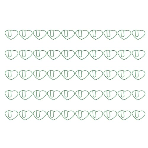 YOKIVE 100 Clips de Papel, Clips en Forma de Corazón, Mantienen la Mesa Ordenada, para Oficina, Arte, Hogar, Uso Diario (Verde, 1,1')