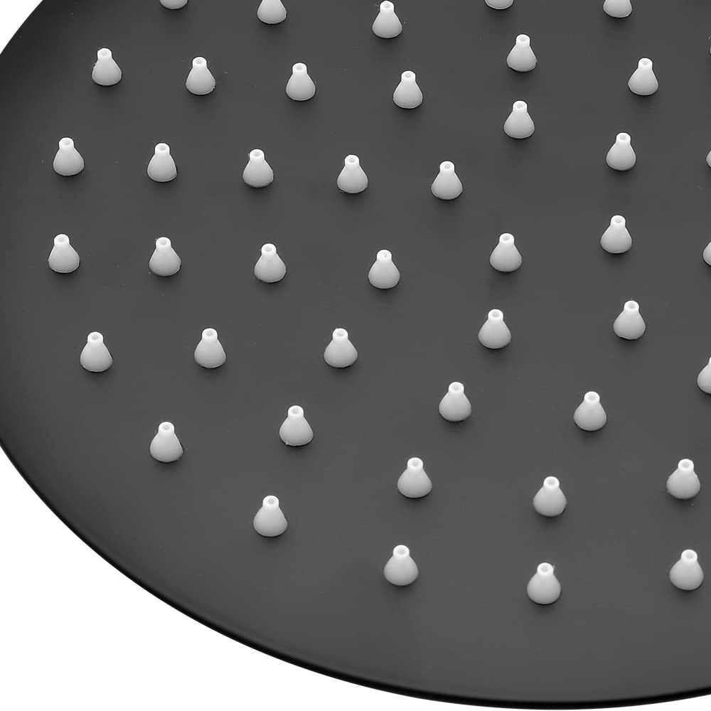 Inbagno Soffione Doccia Nero Opaco anticalcare, in Acciaio Inox, Attacco Universale 1/2” (Diametro 30 cm, Tondo)