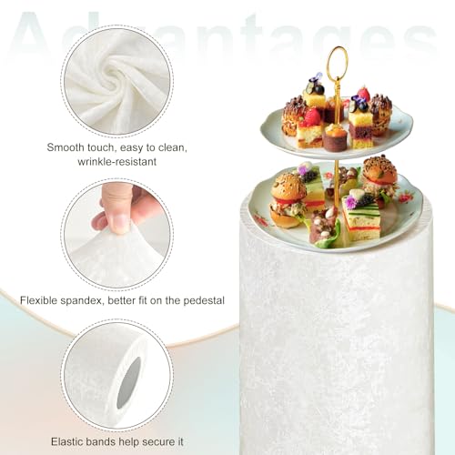 Fundas de soporte de elastano cilíndrico en terciopelo blanco de alta densidad 4