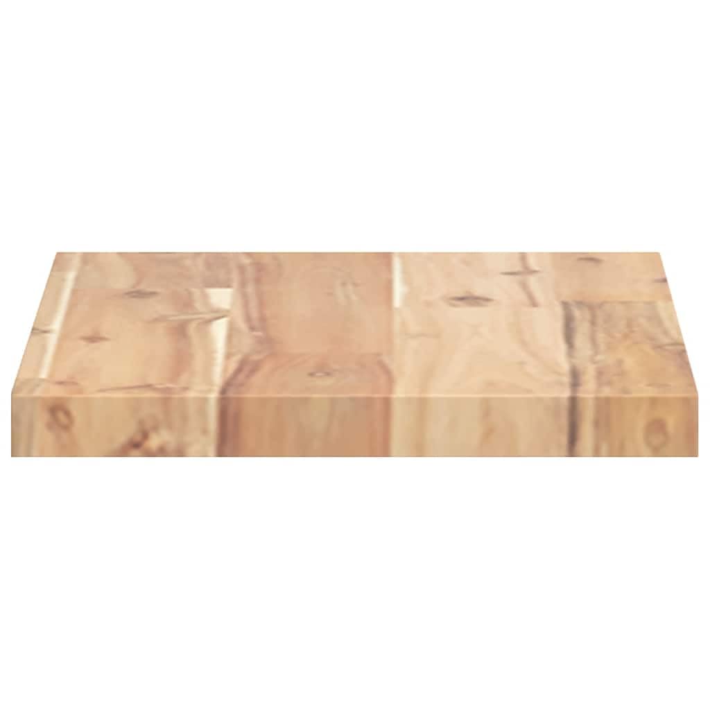 3-częściowy zestaw regałów wiszących z litego drewna akacjowego, nieobrobione, 40 x 20 x 2 cm, prostokątne, uniwersalne do montażu na ścianie, oszczędność miejsca do przechowywania w