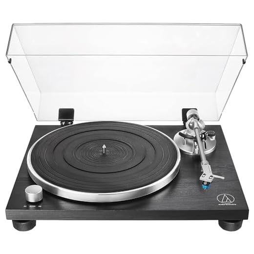 Audio-Technica AT-LPW30BK Giradischi Manuale con Trazione a Cinghia e Base in Legno Nero