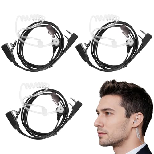 XdealCozyxc 3 Pcs Walkie Talkie Earpiece with Mic for Motorola 2 Pin RT24 RT27 RT668 RT622 RT5R eSynic Baofeng UV-5r BF-888s Security Ear Piece for Radio