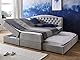 Atlantic Home Collection Boxspringbett LOTTE, 180x200 cm, inklusive zweiteiliger Matratze (Härtegrad H2), Topper, Bettkasten (links) und ausziehbares Gästebett, grau