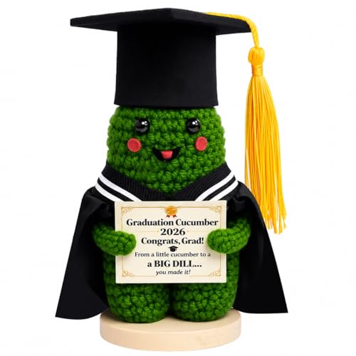 Bezqniq Funny Graduation Gifts Pickle Desk Decor for Class of 2026 Graduation Decoration with Cap Gown Certificate Graduation Keepsake Gift for High School College