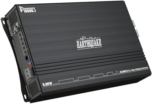 EARTHQUAKE PHS8000.1 Powerhouse Shredder Class D Digital High Current Full Range Mono Amplifier, 9000W Max Output, 1/2/4 Ohm Stable, Bass Remote Knob Included